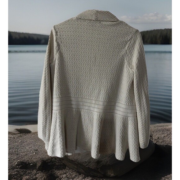 Retro Fever Tan‎ Women’s Ruffle Cardigan Sweater M Hispper Grunge Chinky Crochet - Picture 5 of 5